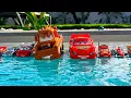 Download Lagu Disney Pixar Cars falling into deep pool, Lightning McQueen, Tow Mater, Mack, Sally, Francesco