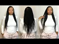 Braiding My Hair Into 3 Layered Side Part Feed-In Braids Tribal Style