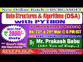 Data Structures Algorithms with PYTHON 6 Weekends Batch Online Training DURGASOFT
