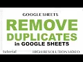 Remove Duplicates - Google Sheets