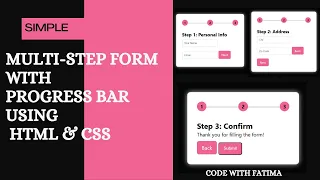 Simple Multi-Step Form with Progress Bar using HTML CSS