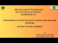 AUTOML PYTHON LIBRARIES-3 APPLIED MACHINE LEARNING SNS INSTITUTIONS
