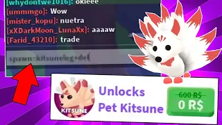 this secret code gives you free legendary kitsune pet trying it roblox adopt me