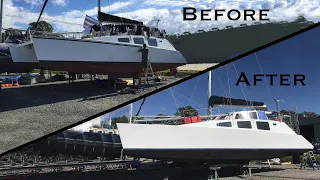 DIY Sailing Catamaran Transformation – Boat Makeover – Polish/Antifoul (Sailing Popao) Ep.7