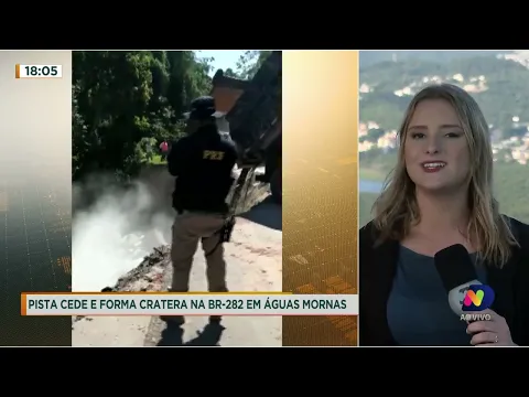 BR-282 tem trecho fechado após cratera na rodovia