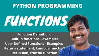 Python Functions Built-in Functions - Examples User Defined Functions Recursion Lambda function