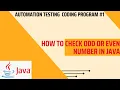 How to check Even or Odd number in Java Interview Question