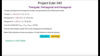 Project Euler 045 - Triangular Pentagonal and Hexagonal