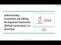 Understanding Constructor and Adding No Argument Constructor Default Constructor in a Java Class
