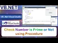P38 Windows Application to Check Number is Prime or Not using Procedure VB Net