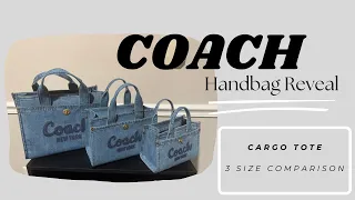 COACH Handbag Reveal Denim Cargo Tote 3 Sizes Comparison Mod Shots 20 26