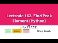 Leetcode 162 Find Peak Element Python