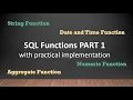 SQL built-in Functions with practical implementation Part 1 Single row TechnonTechTV