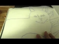 Using Tracing Paper To Transfer A Cat Drawing On To Canvas
