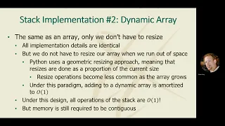 CISC 160 Module 05 Part 09 Stack Implementation using a Dynamic Array
