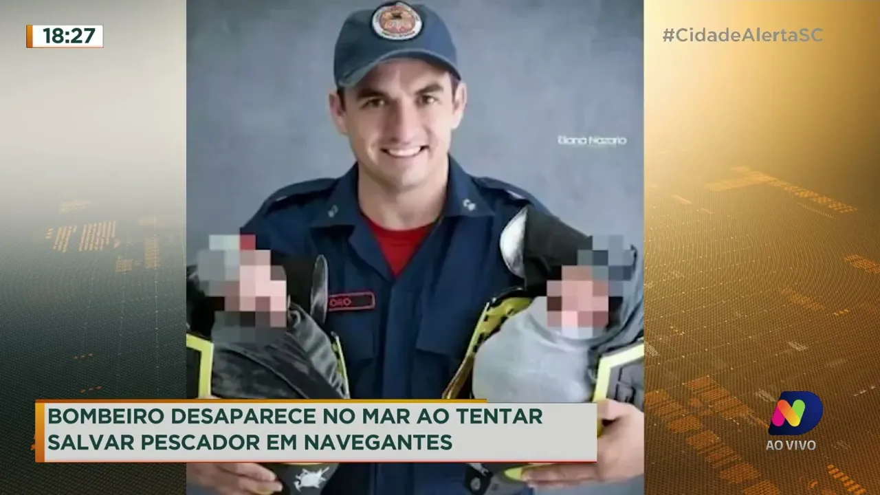 Bombeiro desaparece no mar ao tentar salvar pescador em Navegantes