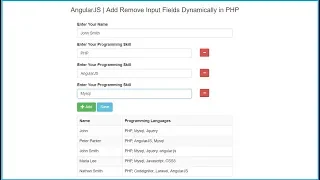 AngularJS Add Remove Input Fields Dynamically in PHP