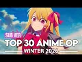 Lagu Top 30 Anime Openings - Winter 2026 (Subscribers Version)