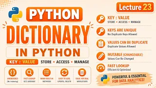 Lec 23 Python 12 Dictionary Data Structure Python Tutorial