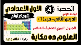 الحصة٤ الدرس٢ الصف 1 الاعدادي الجدول الدورى لتصنيف العناصر الجزء1 العلوم ده حكاية منى عزام 