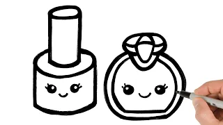 How to Draw Nail Polish and Perfume | Easy Tutorial