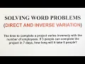 Solving Word Problems Involving DIRECT and INVERSE Variation - Grade 9 Math