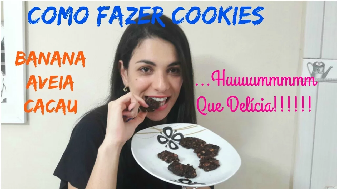 COMO FAZER COOKIES EM CASA RECEITA FÁCIL COOKIES DE BANANA, AVEIA E CACAU