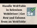 Handle WebTable in Selenium WebDriver Get Row and Column values from an WebTable