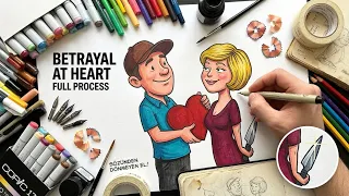 Easy Cartoon Drawing with Markers | Step by Step