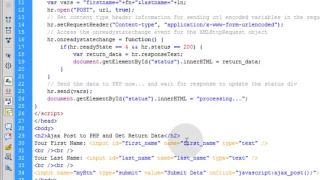 Ajax tutorial post to php file XMLHttpRequest Object Return Data JavaScript