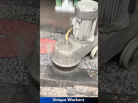 Terrazzo Floor Grinding: Heavy-Duty Polishing Machine Restoring Decorative Tile