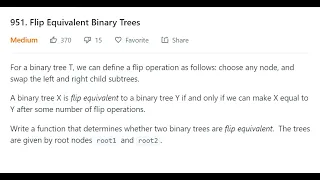 LeetCode 951 Flip Equivalent Binary Trees mocking interview