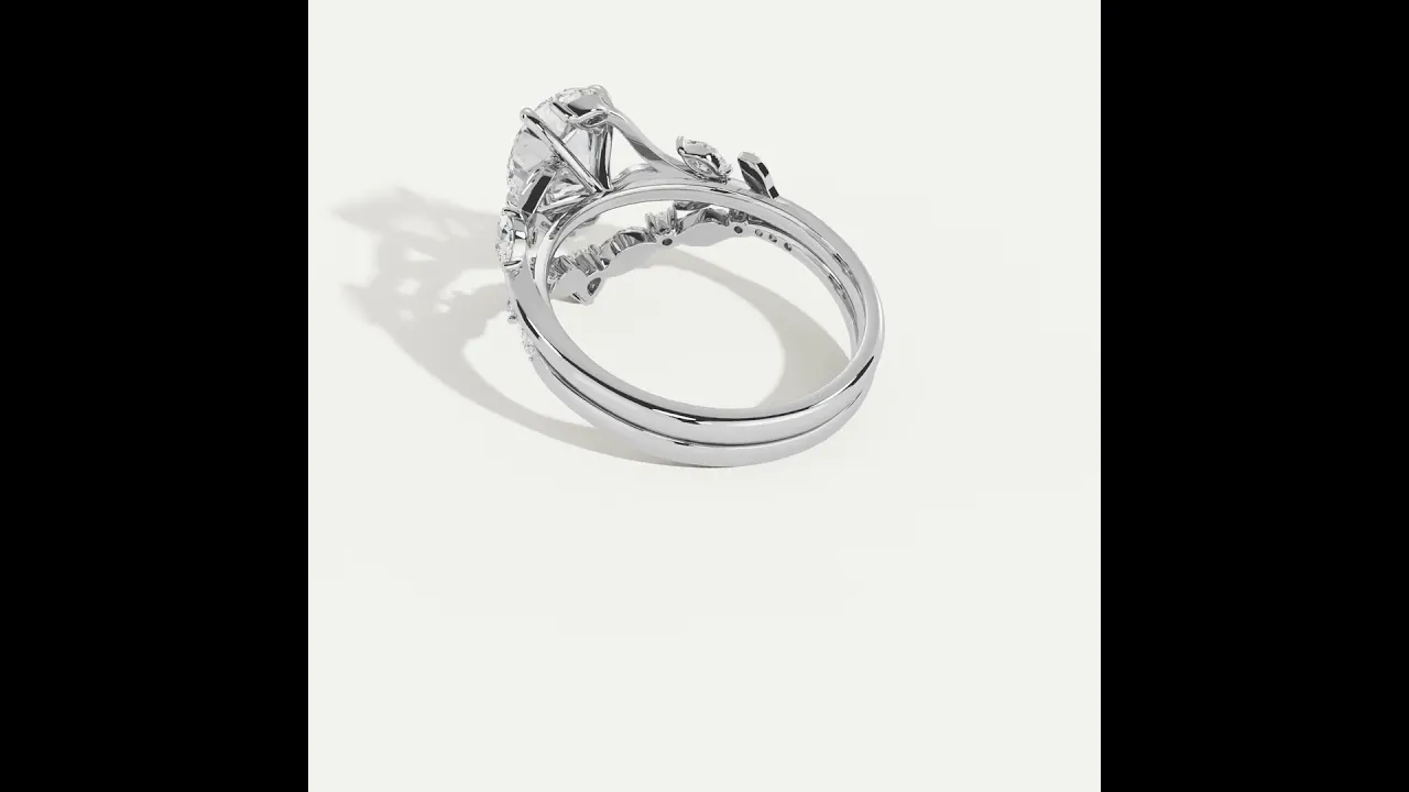 Eleonora丨Oval Cut Floral Vine Lab-Grown Diamond Engagement Ring Set