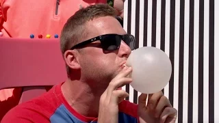 bubble gum blowing battle dude perfect