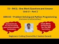 Python MCQ Multiple Choice Question and Answer GE8151 - PSPP Unit 5