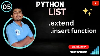 List extend function insert function in python Hindi programmingwithamit