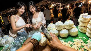 Uncut POV Coconut Shell Peeling Whole Fruit Sales Real-Time Vendor Rhythm