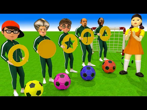 Download MP3 Scary Teacher 3D vs Squid Game Basket Goal 5 Times Challenge vs Honeycomb Candy Shapes