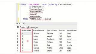 Row Number function in SQL Server
