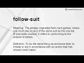 follow-suit Meaning