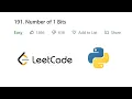 Number of 1 Bits Leetcode Love Babbar DSA Cracker Sheet GFG Python