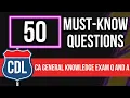 California CDL General Knowledge Exam Questions and Answers 2026 CA DMV Permit Test Study Guide