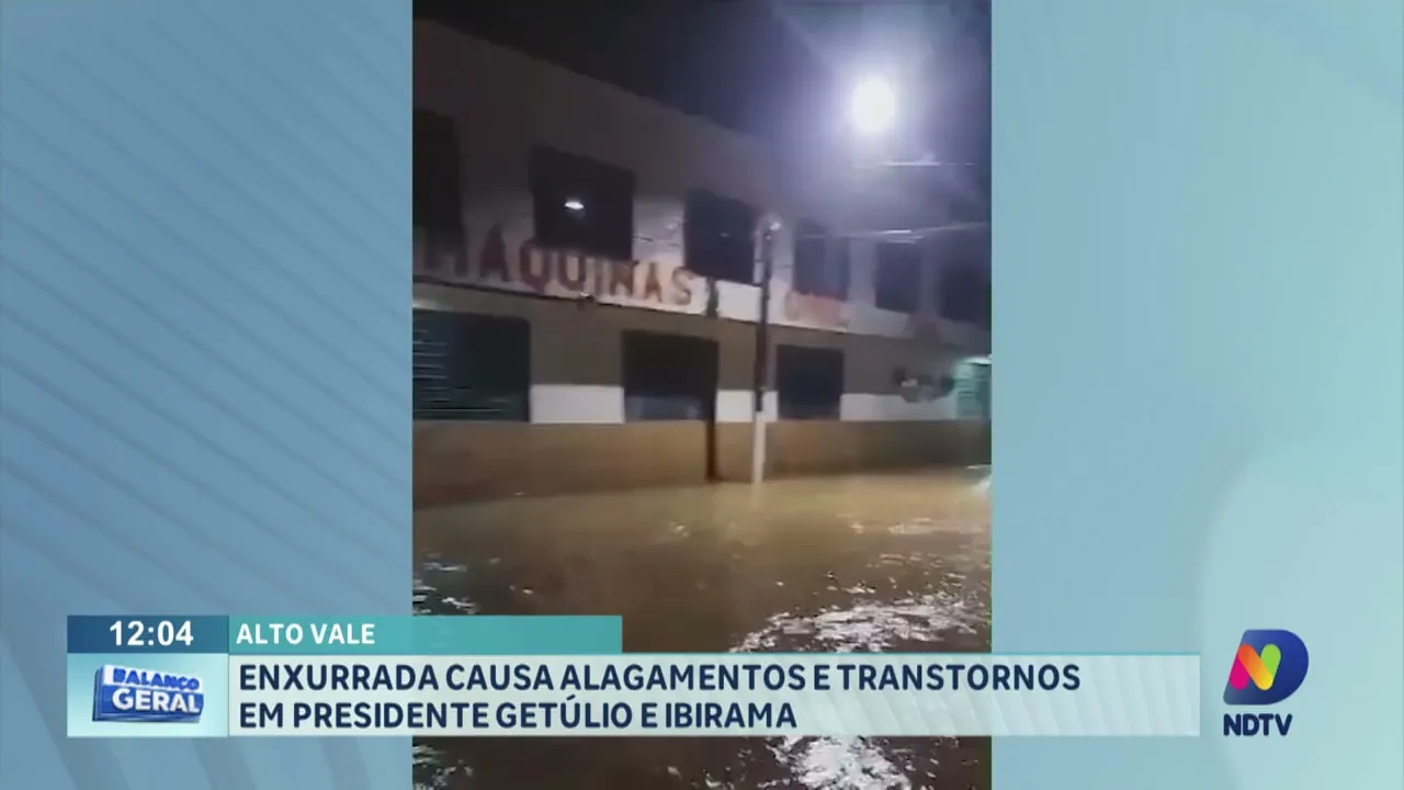 Enxurrada causa alagamentos e transtornos em Presidente Getúlio e Ibirama