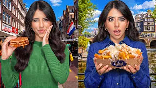 جربت أشهر الأكلات الهولندية على الانترنت 🇳🇱 | رنجة نية !! 😱
