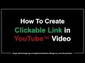 How to make a clickable link in a youtube comment section and Website