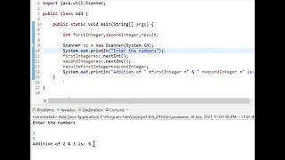 Add two numbers in Java using Eclipse