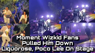 the moment wizkid fans pulled him to the ground liquorose pocolee on stage wizkid live in abuja