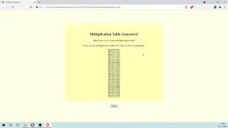 Multiplication Table Generator using JavaScript JS Demo Project 4 Prompt Learn HTML CSS JS