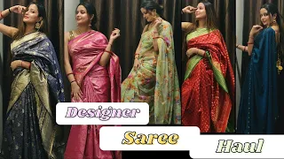 partywear wedding saree haul designer saree banarsi saree chiffon saree neha singh 