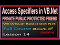 Access Specifiers in VB Net - VB Net Full Course in Telugu-Lesson-14